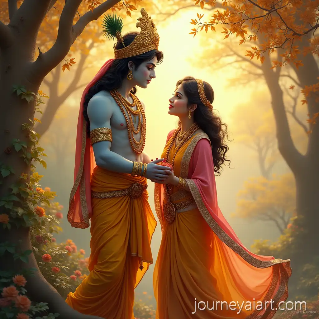 Divine-Radha-and-Krishna-with-Shining-Tree-Background