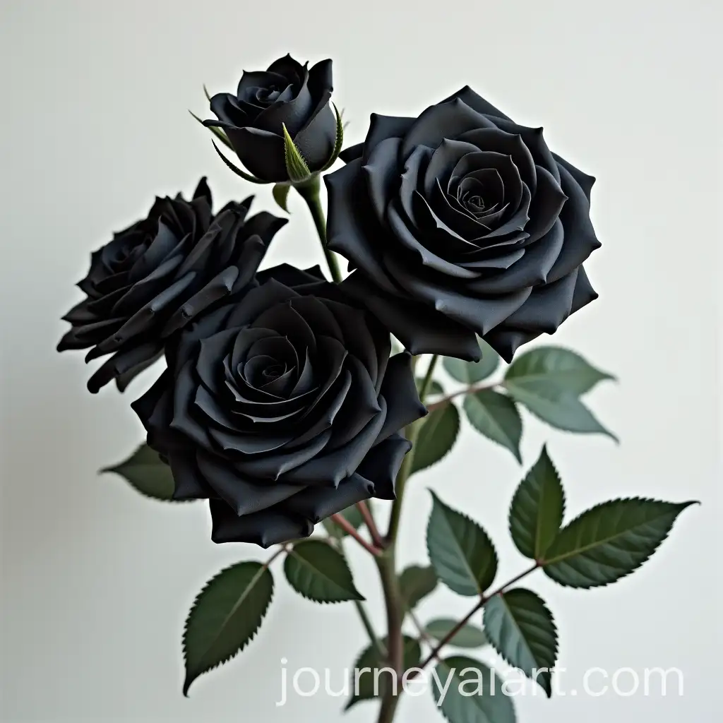 Elegant-Black-Roses-with-Lush-Green-Foliage