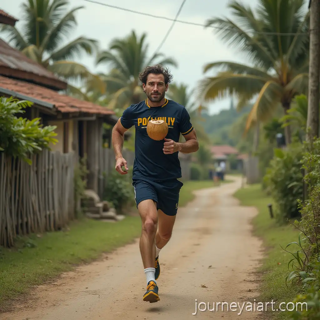 Coconut-Man-Running-from-Police-WhileAI-Image-Prompt-Expansion-Falling-from-House
