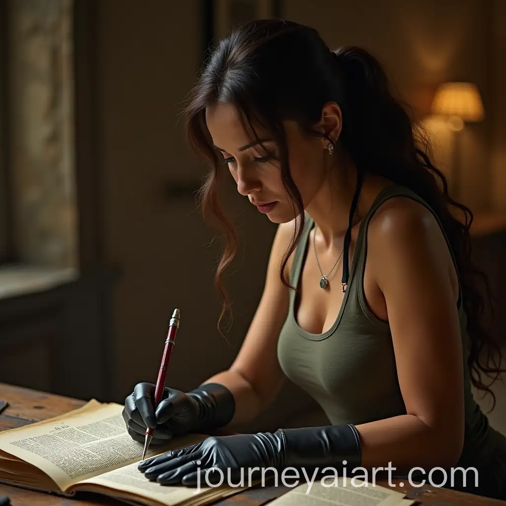 Archaeologist-Dr-Lara-Croft-Studying-Ancient-Texts-at-Oxford-University