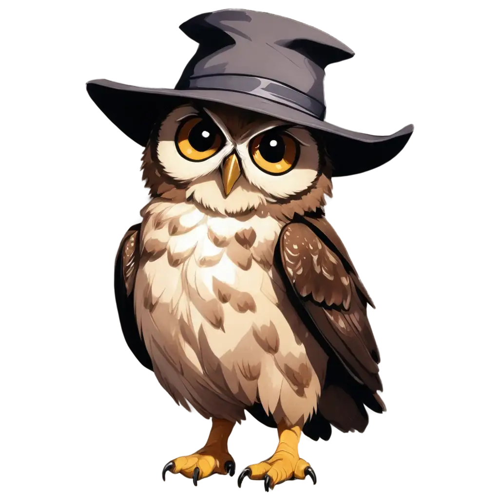 Anime-Owl-in-a-Hat-PNG-HighQuality-Image-for-Creative-Use