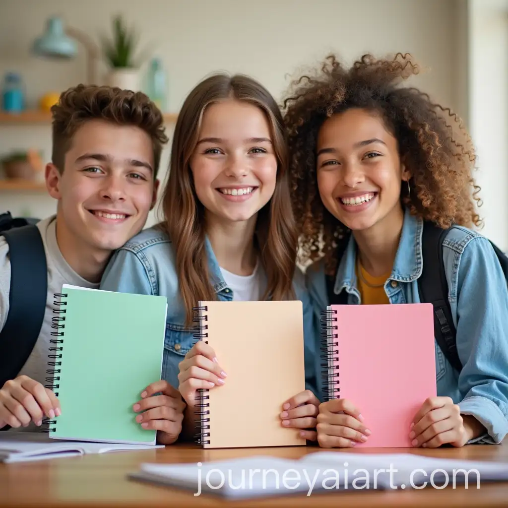 Spiral-Notebooks-Advertisement-for-High-School-Students-Featuring-HappyAI-Art-Prompt-Expansion-Young-People