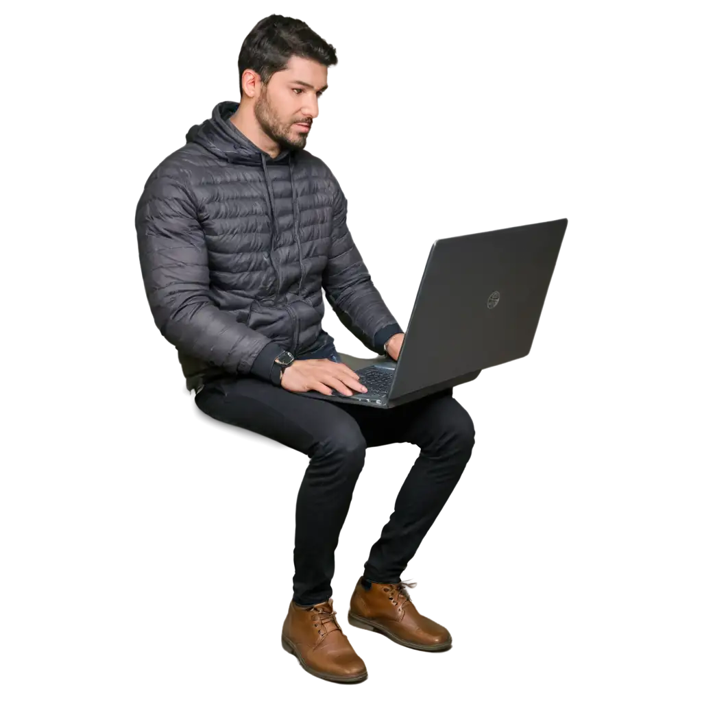 Man-Video-Editing-on-Laptop-PNG-Image-for-Creative-and-Professional-Use