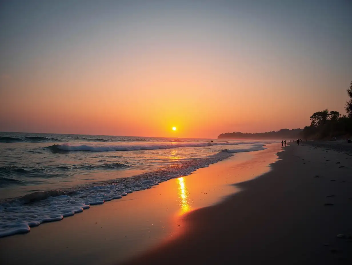 Serene Sunset Scene at Beach