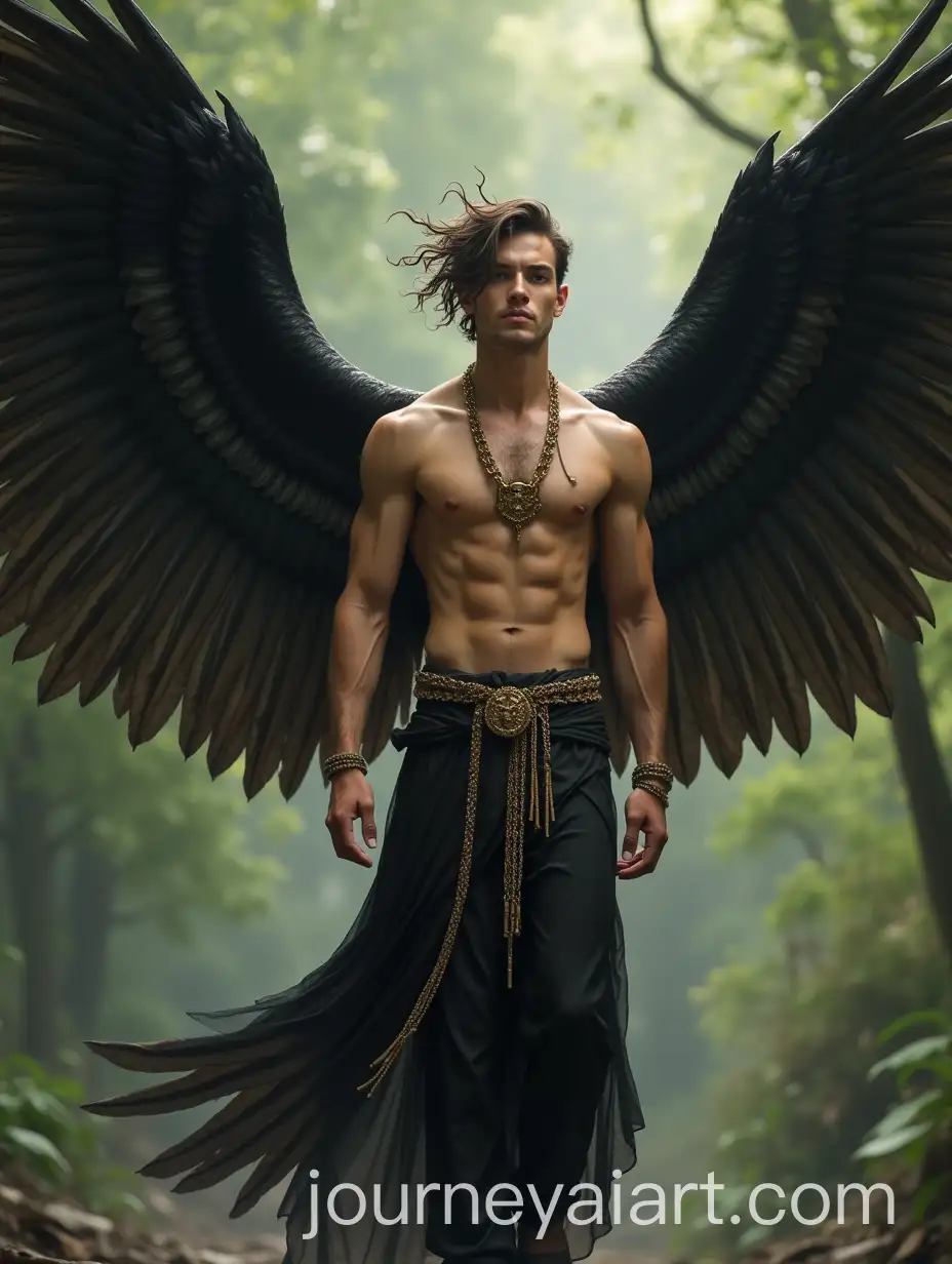 Male-Fairy-with-Abs-and-Giant-Iridescent-Black-Bird-Wings-in-Flight