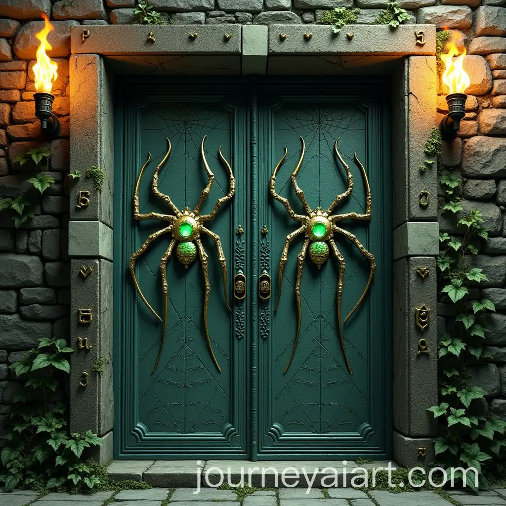 Ancient-Stone-Door-to-Giant-Spider-Lair-with-Glowing-Magical-Runes