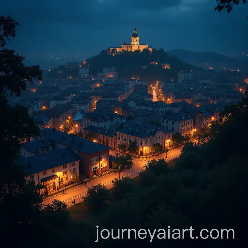City-at-Night-with-Lush-Trees-and-Pleasant-Atmosphere