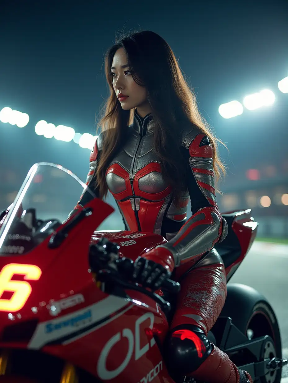 Futuristic-Japanese-Woman-in-Jic-Armor-on-MotoGP-Bike-at-Night-Racetrack