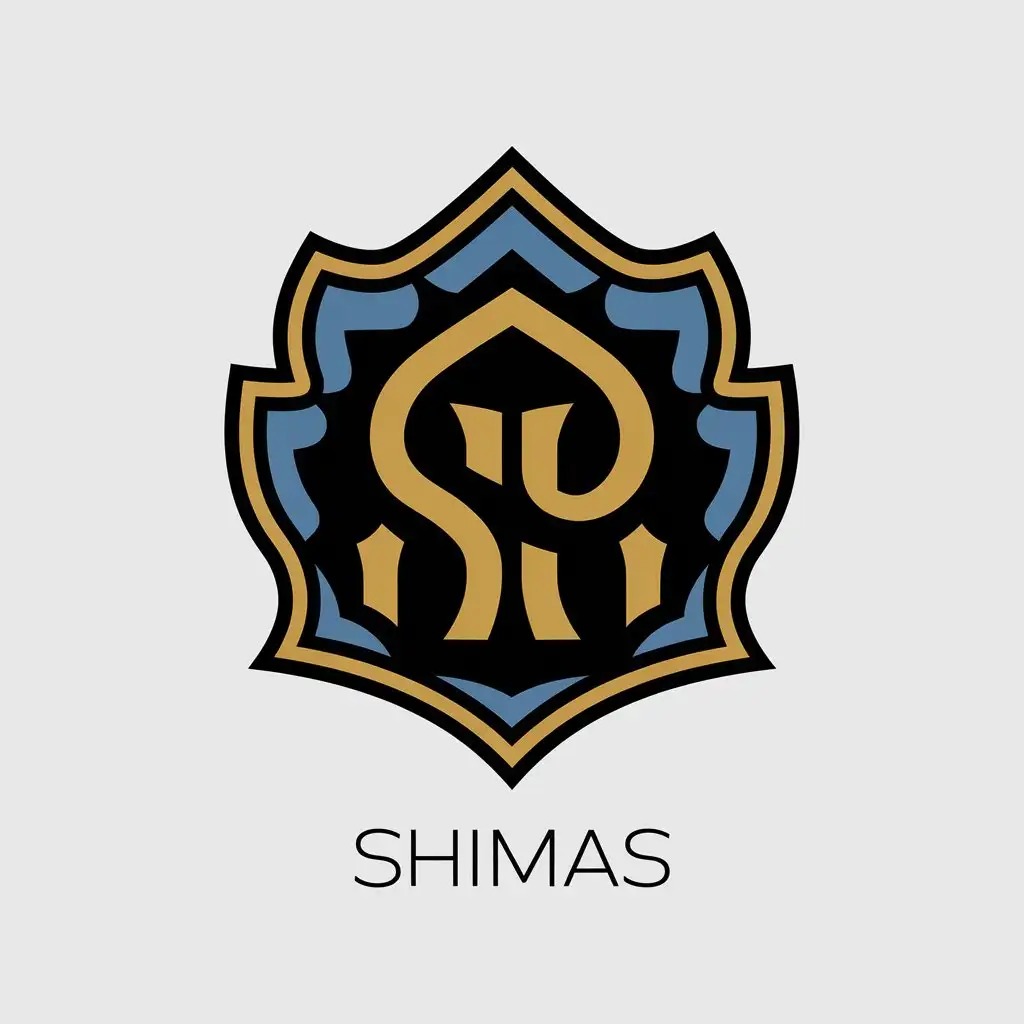 a vector logo design,with the text "SHIMAS", main symbol:SH.A,Moderate,be used in gold painting industry,clear background