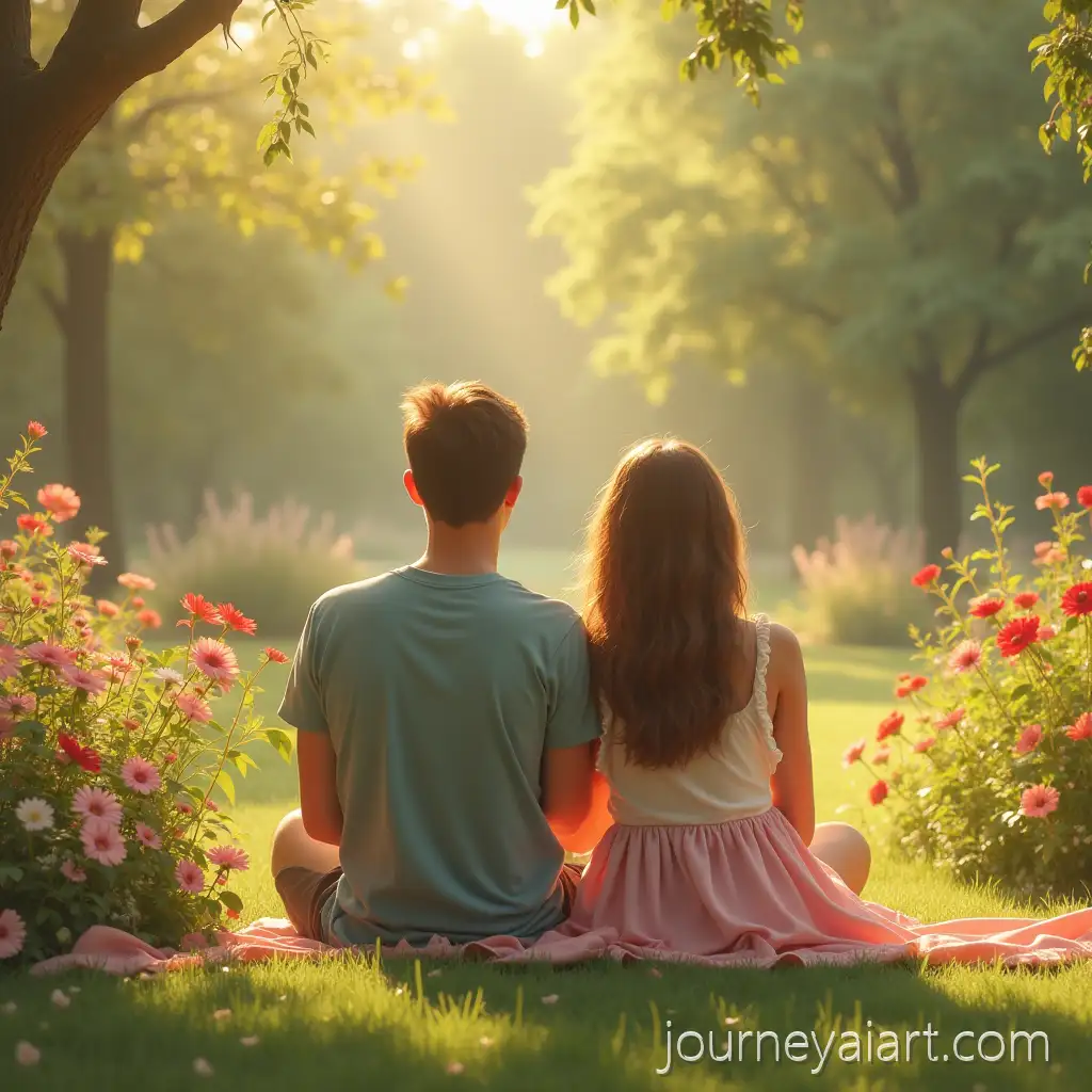 Lovers-Sitting-in-a-Beautiful-FlowerLovers-in-flower-garden-Garden