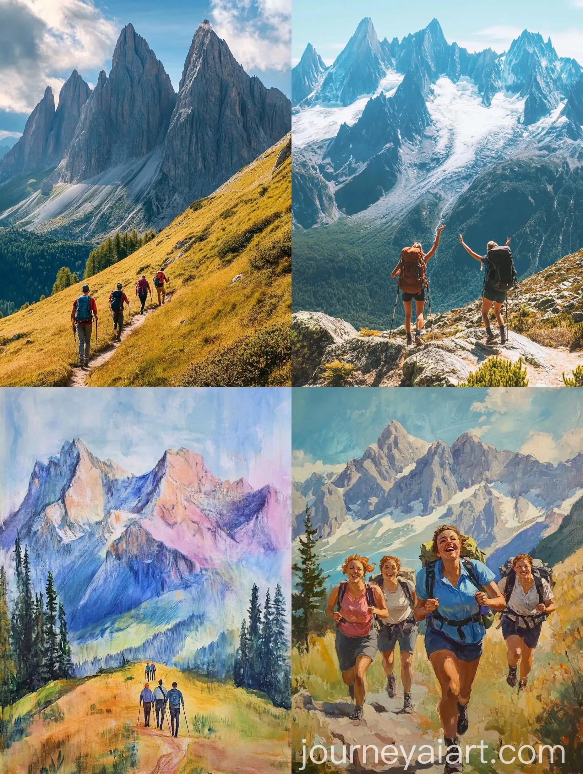 Joyful-People-Hiking-in-Mountainous-Background