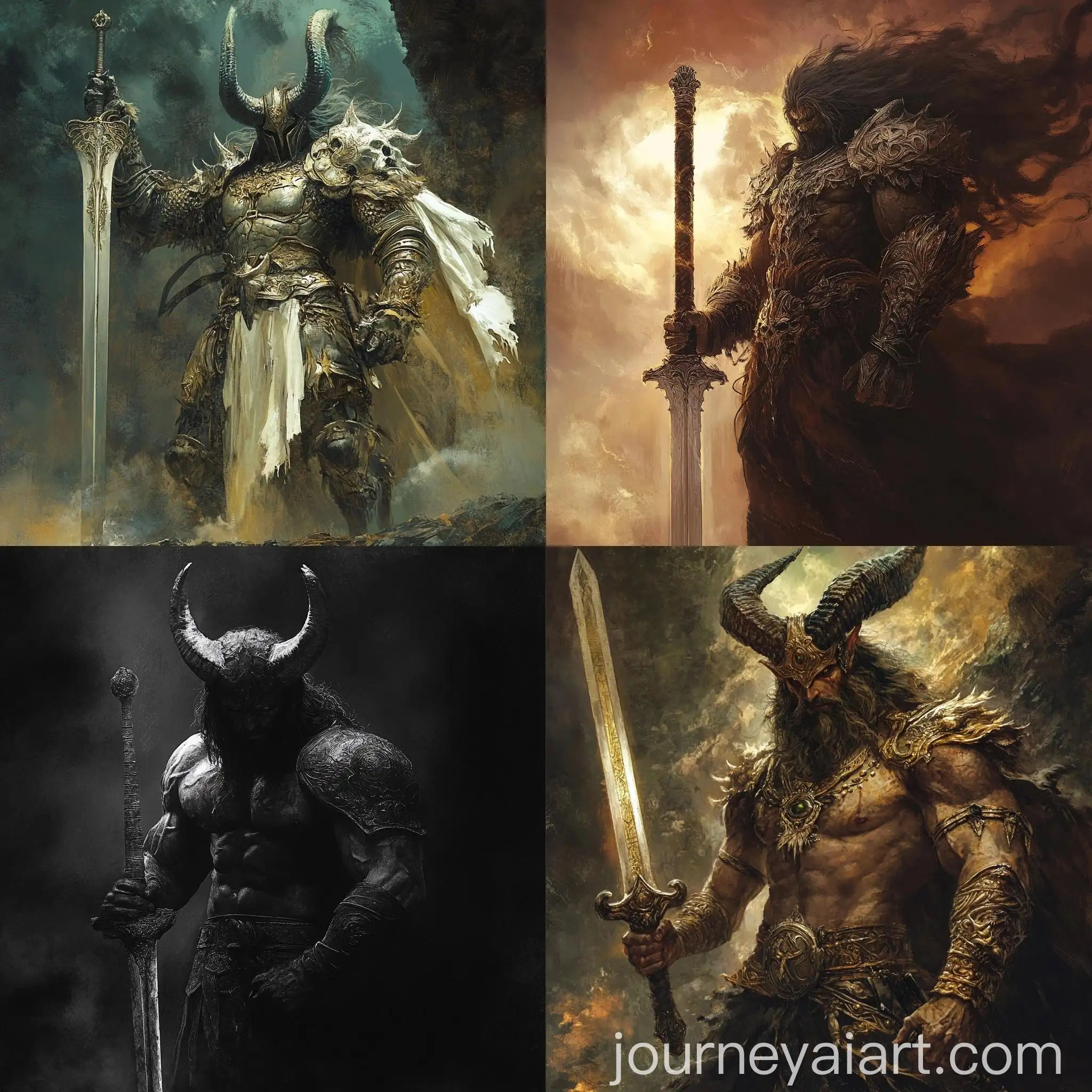 Divine-Warrior-with-Sword-Mythical-Beast-Artwork
