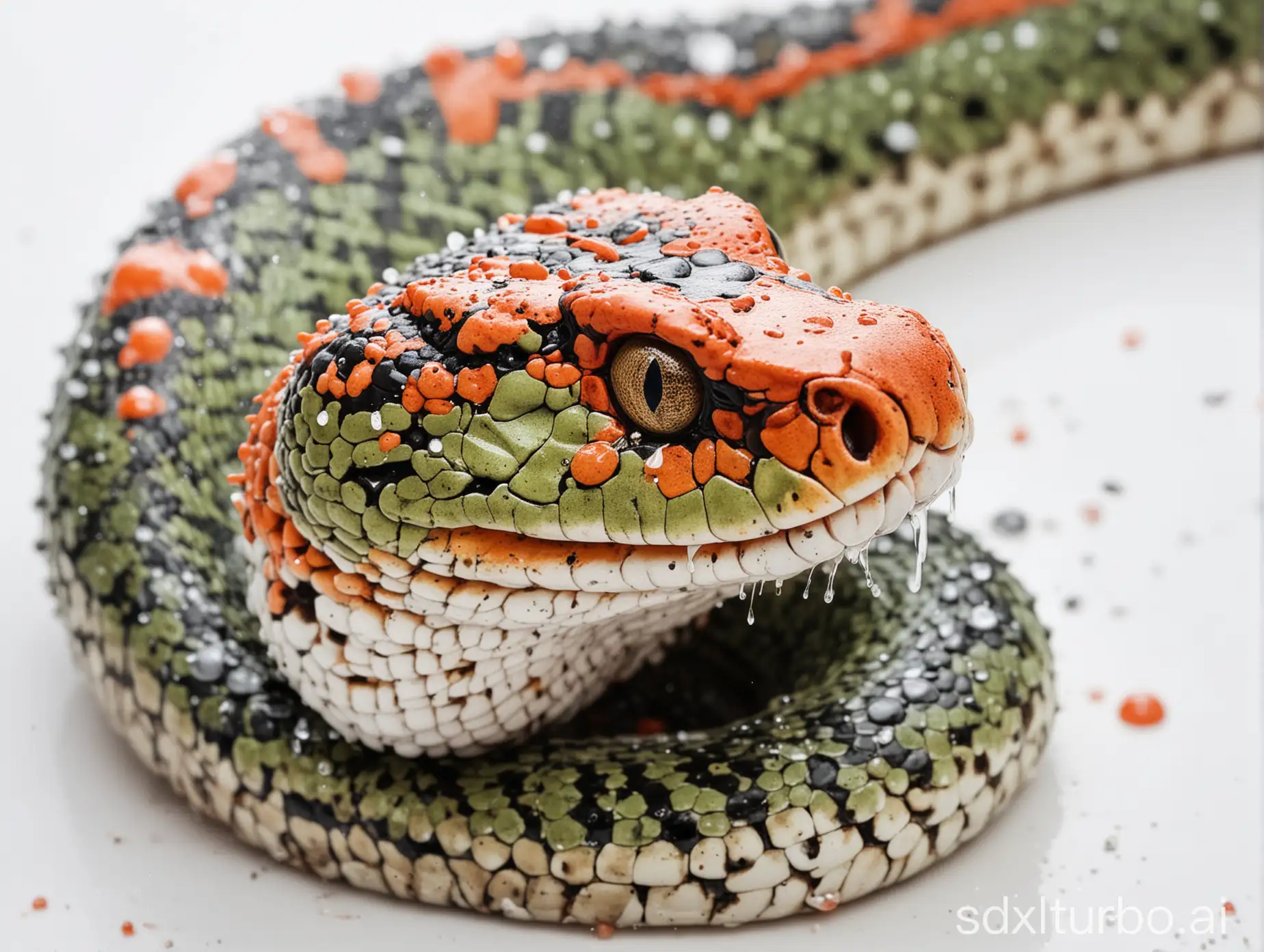 CloseUp-of-a-Snakes-Head-Created-with-Colorful-Paint-Drops