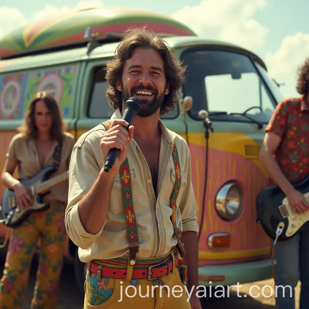 70s-Hippie-Band-Performing-with-VW-Van-and-Peace-Symbols