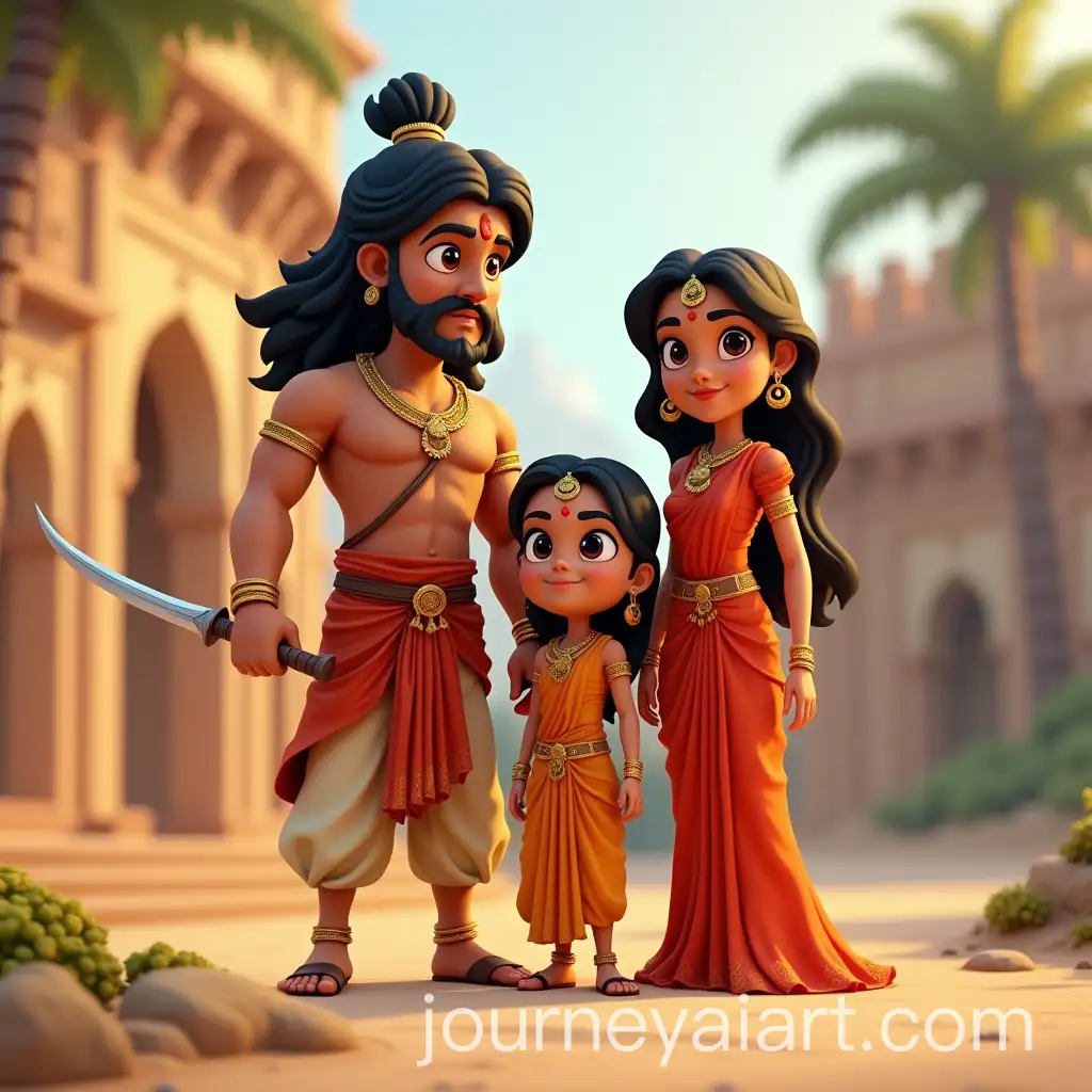 Lord-Rama-Sita-and-Lakshmana-in-Cinematic-3D-Cartoon-Style