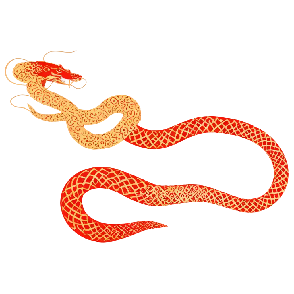 A red and gold illustration of a snake with intricate patterns and Chinese calligraphy for '2025'