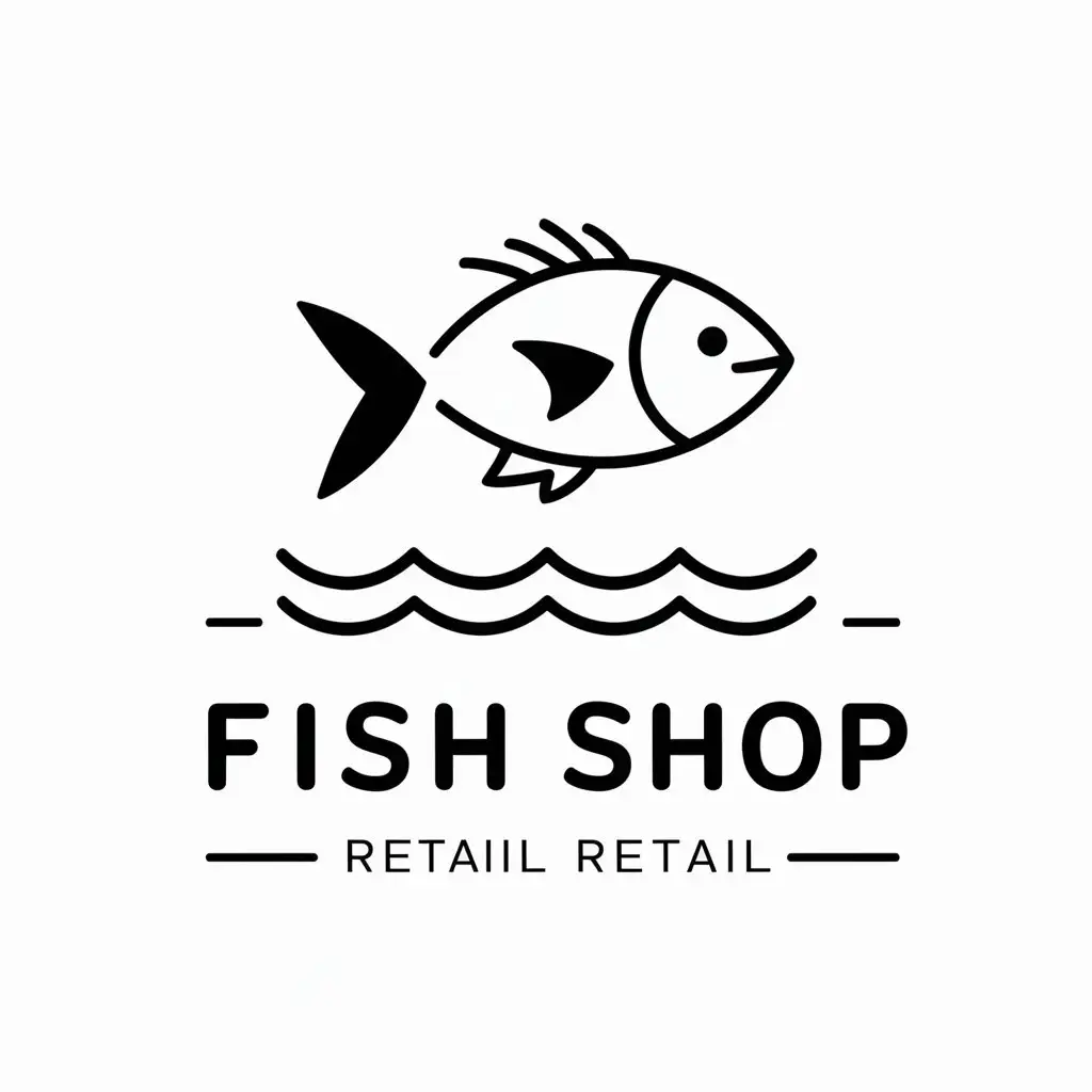 LOGO-Design-for-Fish-Shop-Minimalistic-Vector-Logo-with-Fish-Jumping-Over-Waves