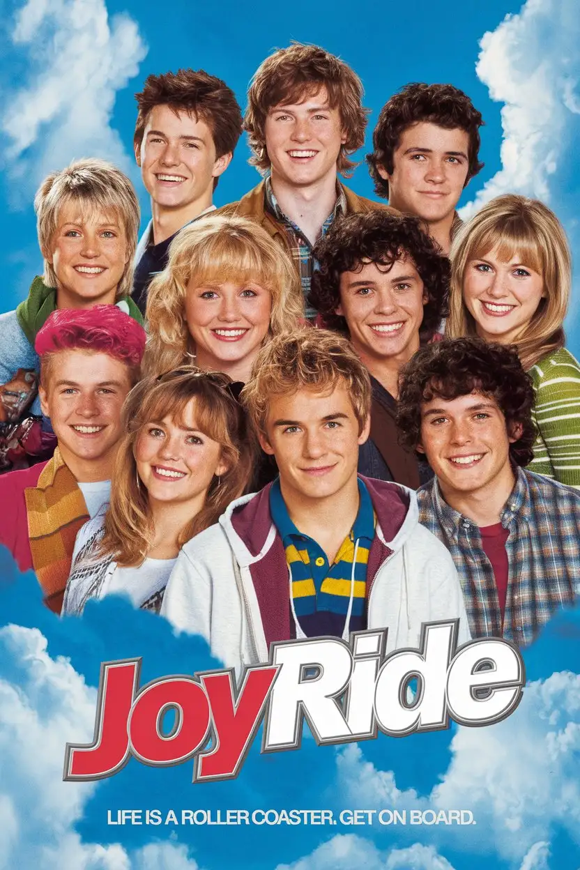 Realistic 1990s Teen Movie Poster Joyride Adventure and Friendship