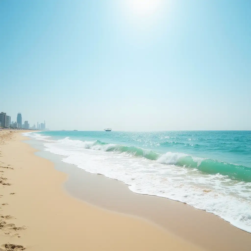 Sunny-Beach-Scene-in-Abu-Dhabi-at-Noon