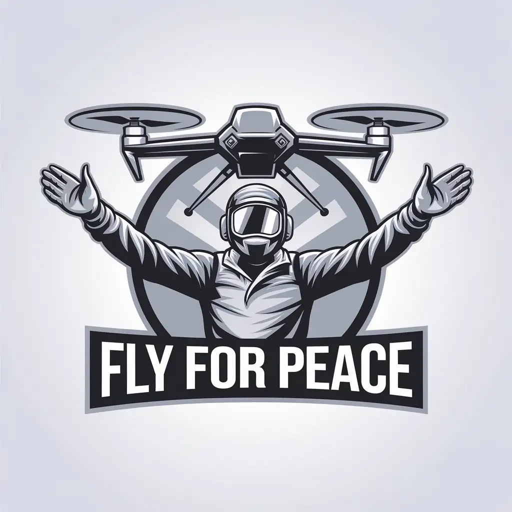 LOGO Design for Fly for Peace Vector Design Featuring FPV Drone Pilot in Technology Industry