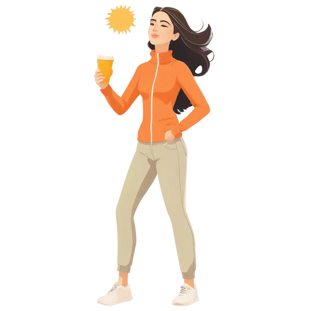 Animated-Drawing-of-a-Woman-Taking-Sun-on-a-Cold-Day-PNG-Image