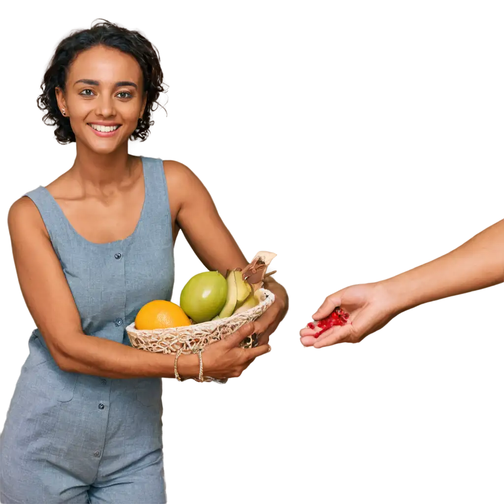 Smiling-Ethiopian-Woman-Holding-Fruit-HighQuality-PNG-Image