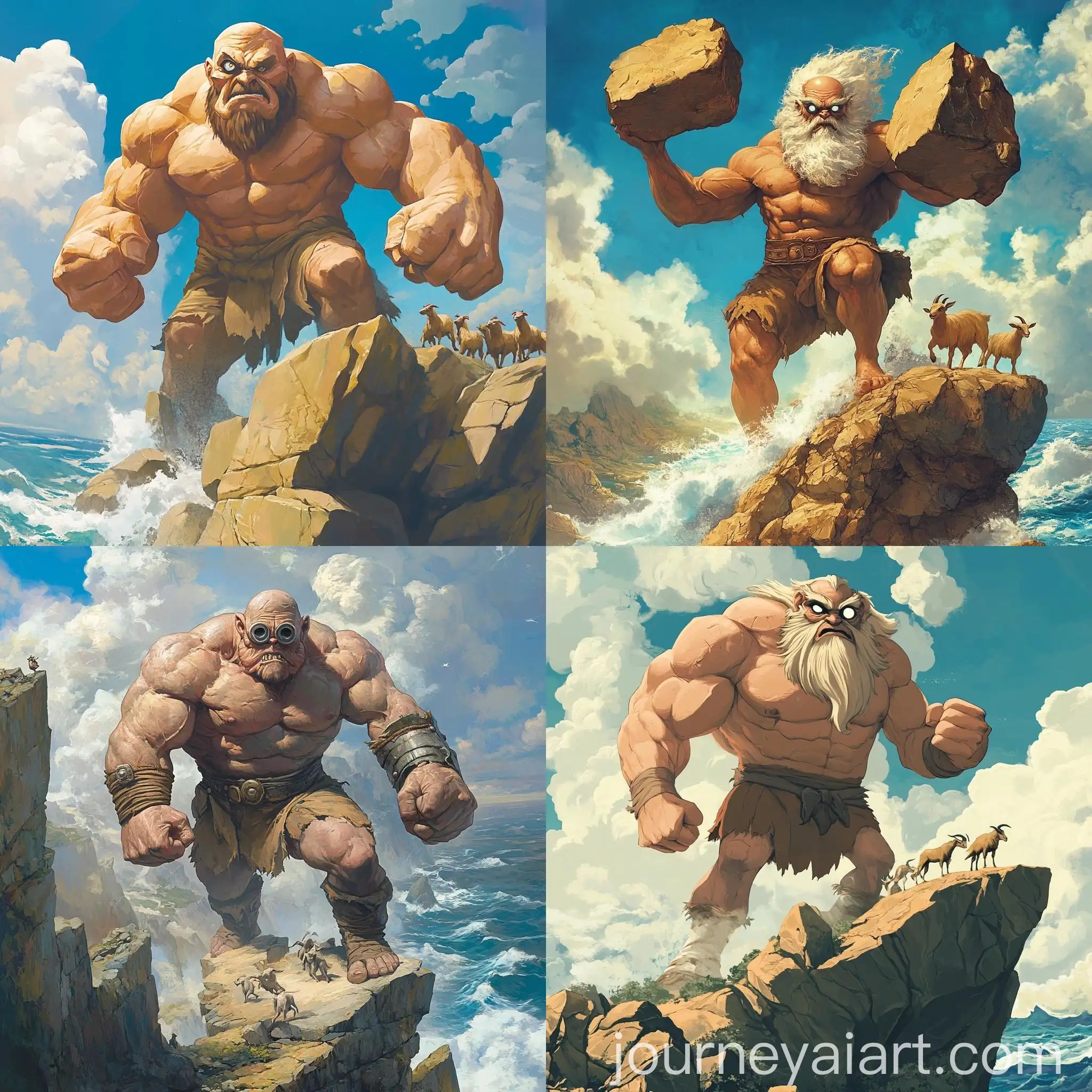 Cyclops-Polyphemus-Throwing-Boulders-on-Rocky-Cliff