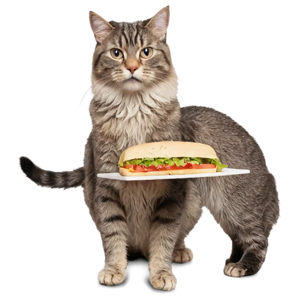 Adorable-Cat-Eating-Sandwiches-on-Holiday-HighQuality-PNG-Image