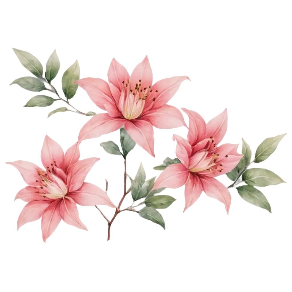 Multicolor-Big-Flower-Branch-with-Rose-and-Lily-PNG-Image-for-Stunning-Visual-Appeal