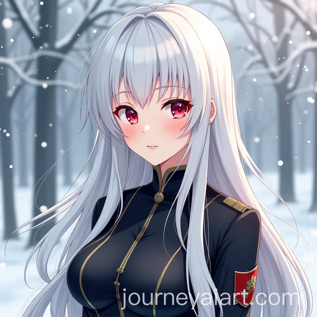 Beautiful-Woman-with-White-Hair-and-Red-Eyes-in-a-Snowy-Landscape