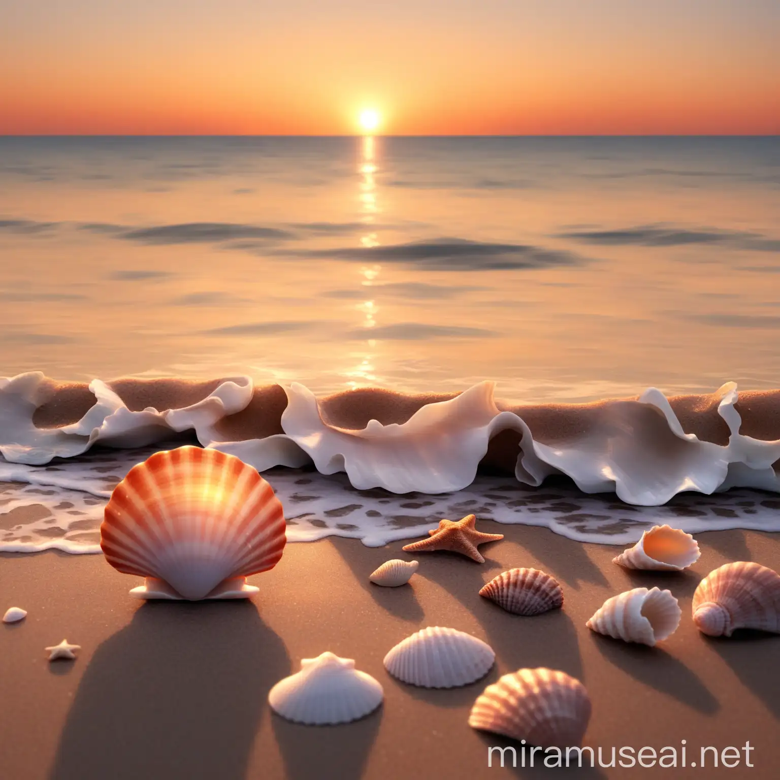 Tranquil Seashell at Sunset