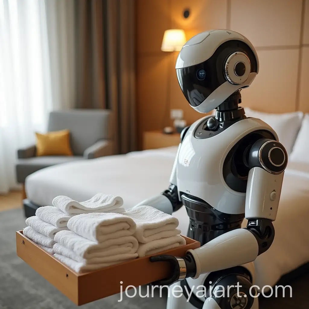 Robot-Delivering-Towels-or-Snacks-in-Hotel-Room