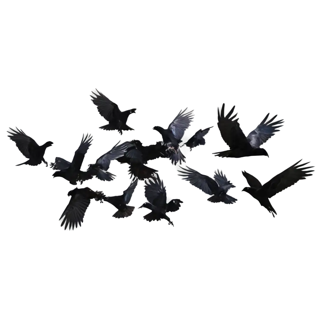 a group of crows will fly up from the middle