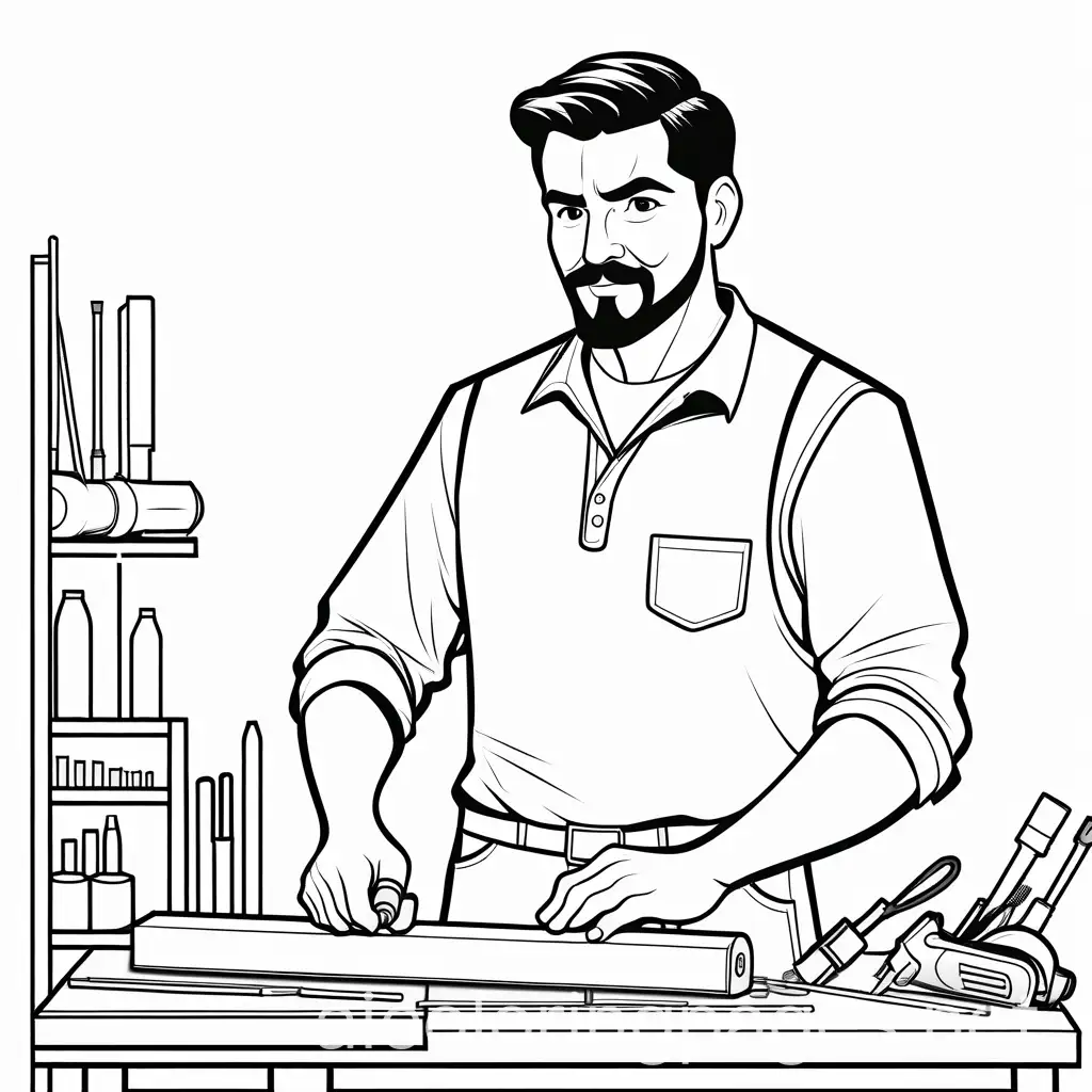 Male-Hispanic-Wood-Shop-Teacher-with-Power-Tools-Coloring-Page