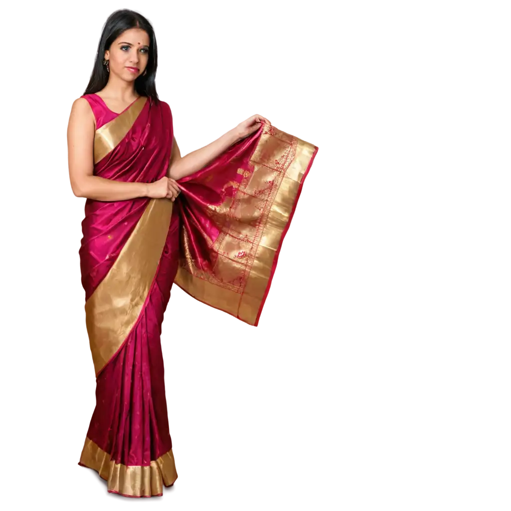 Girl-Wearing-Mysore-Silk-Saree-PNG-Traditional-Elegance-Captured-in-HighQuality-Image-Format