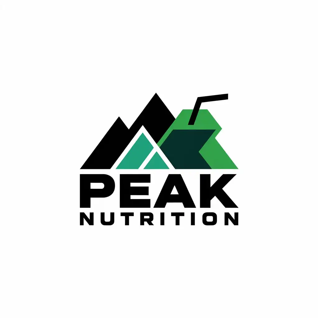 LOGO Design for Peak Nutrition Sage Green Dark Blue with Mountain and Health Symbolism