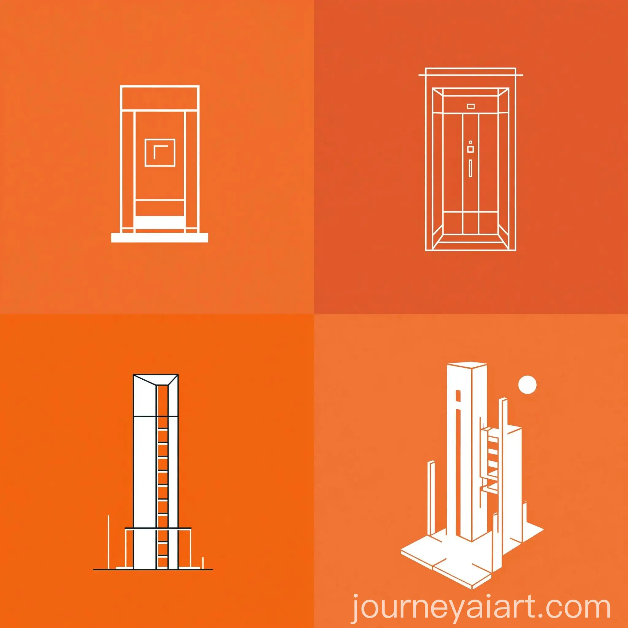 Elevator-Installation-Project-Logo-on-Orange-Background-with-White-Drawing