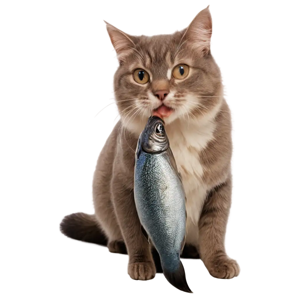 A-Cat-Eating-Fish-HighQuality-PNG-Image-for-Enhanced-Visual-Appeal