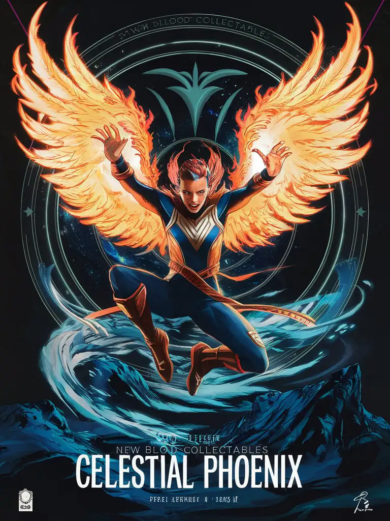 New-Blood-Collectibles-Comic-Book-Cover-Celestial-Phoenix-on-Textured-Matte-Paper