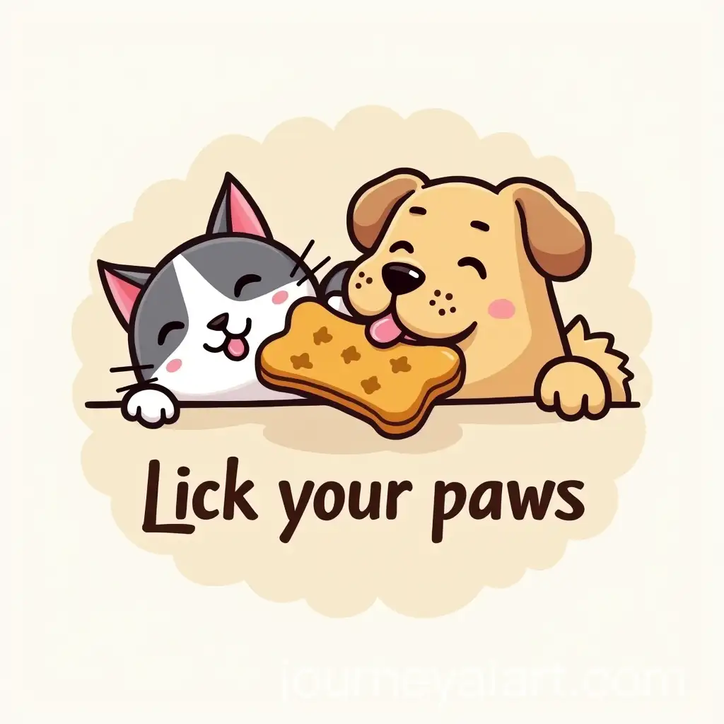 Cheerful-Logo-Design-with-Cat-and-Dog-Paws-Surrounding-a-Treat