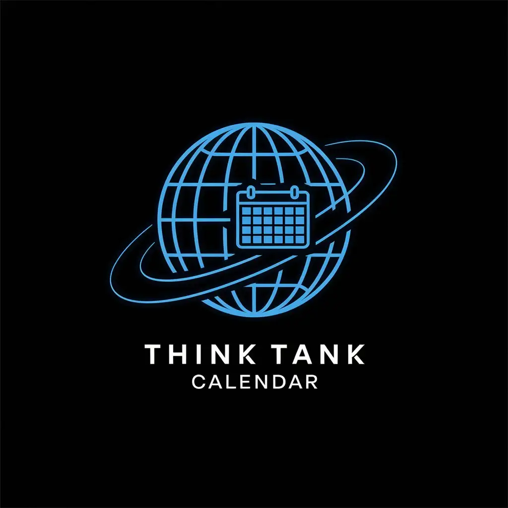 LOGO Design for Think Tank Calendar Minimalist Globe Calendar Fusion in Electric Blue White