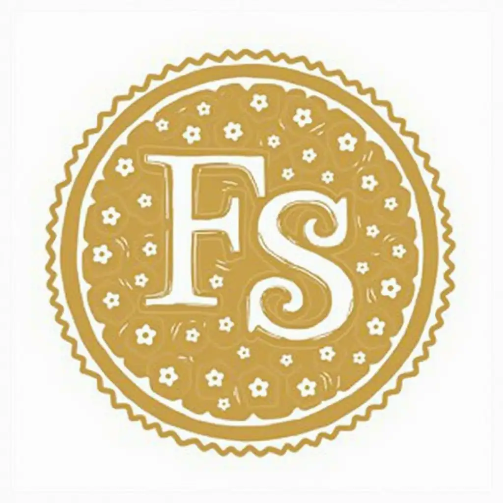 golden circle logo with floral fs text