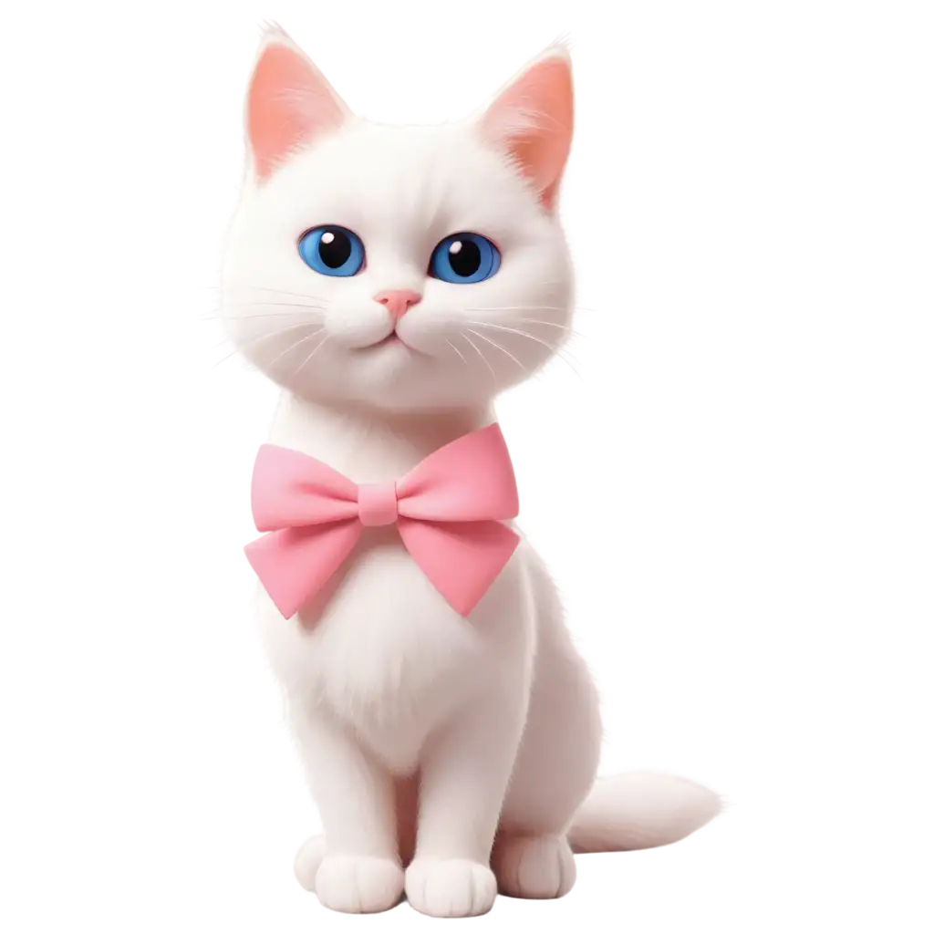 Doodle-Disney-White-Cat-with-Pink-Ribbon-PNG-Perfect-for-HighQuality-Graphic-Designs