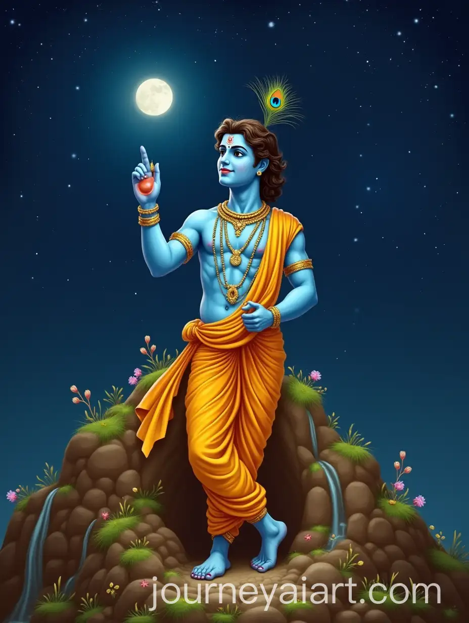 Lord-Krishna-Lifting-Govardhan-Hill-During-Govardhan-Puja