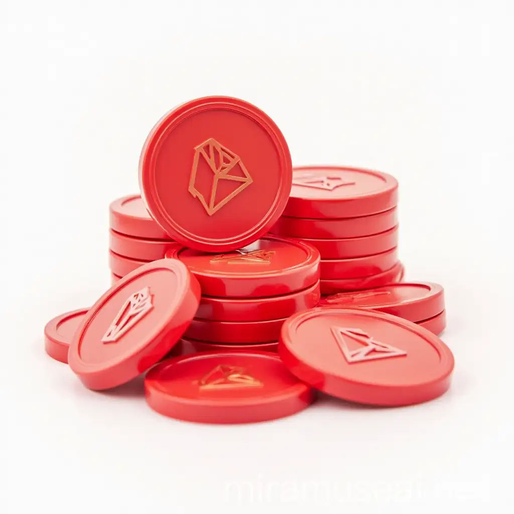 Tron Red Coins on White Background