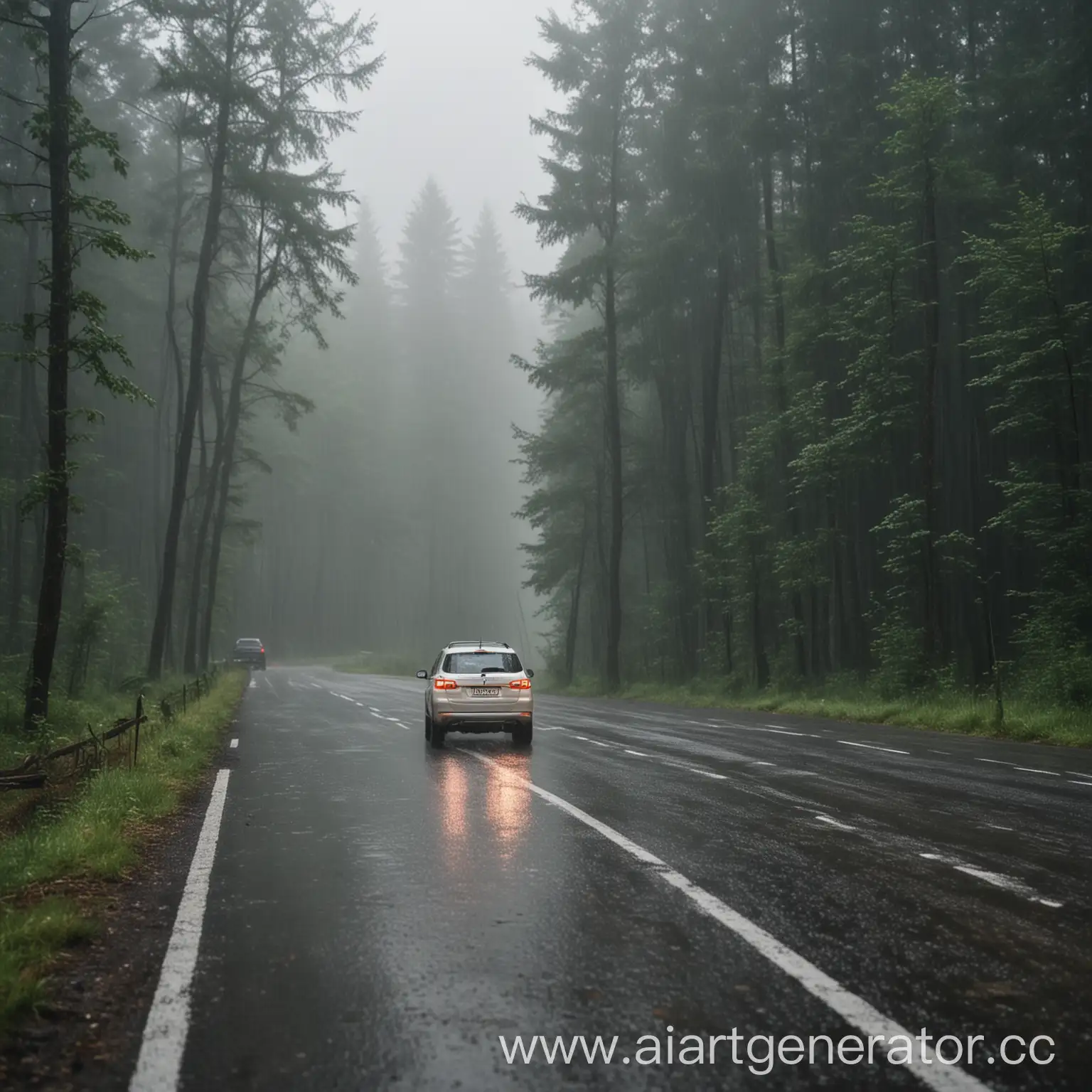 Car-Driving-Through-Rainy-Forest-Road