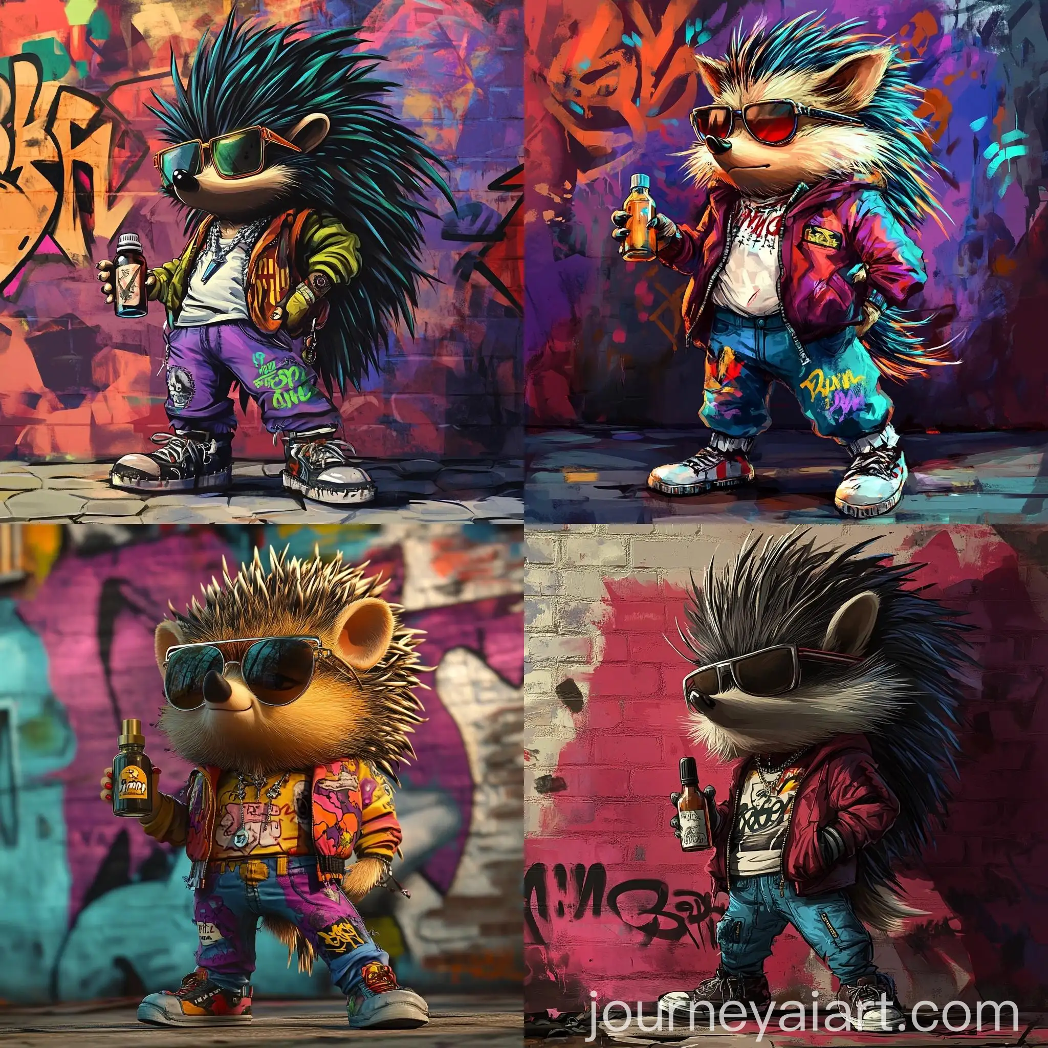 Urban-Graffiti-Artist-Hedgehog-in-Stylish-Outfit-with-Scented-Oil