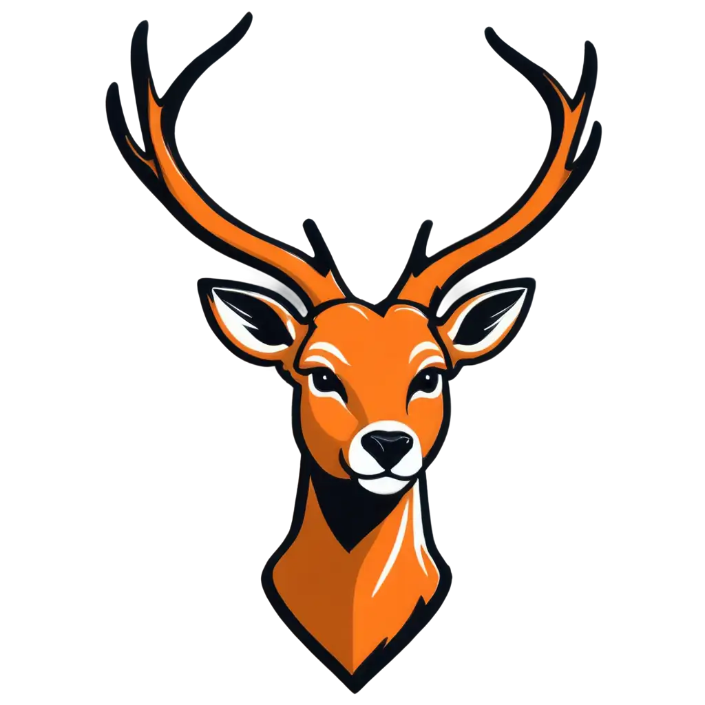 PNG-Mascot-Deer-Logo-in-White-and-Orange-HighQuality-Image-for-Versatile-Use