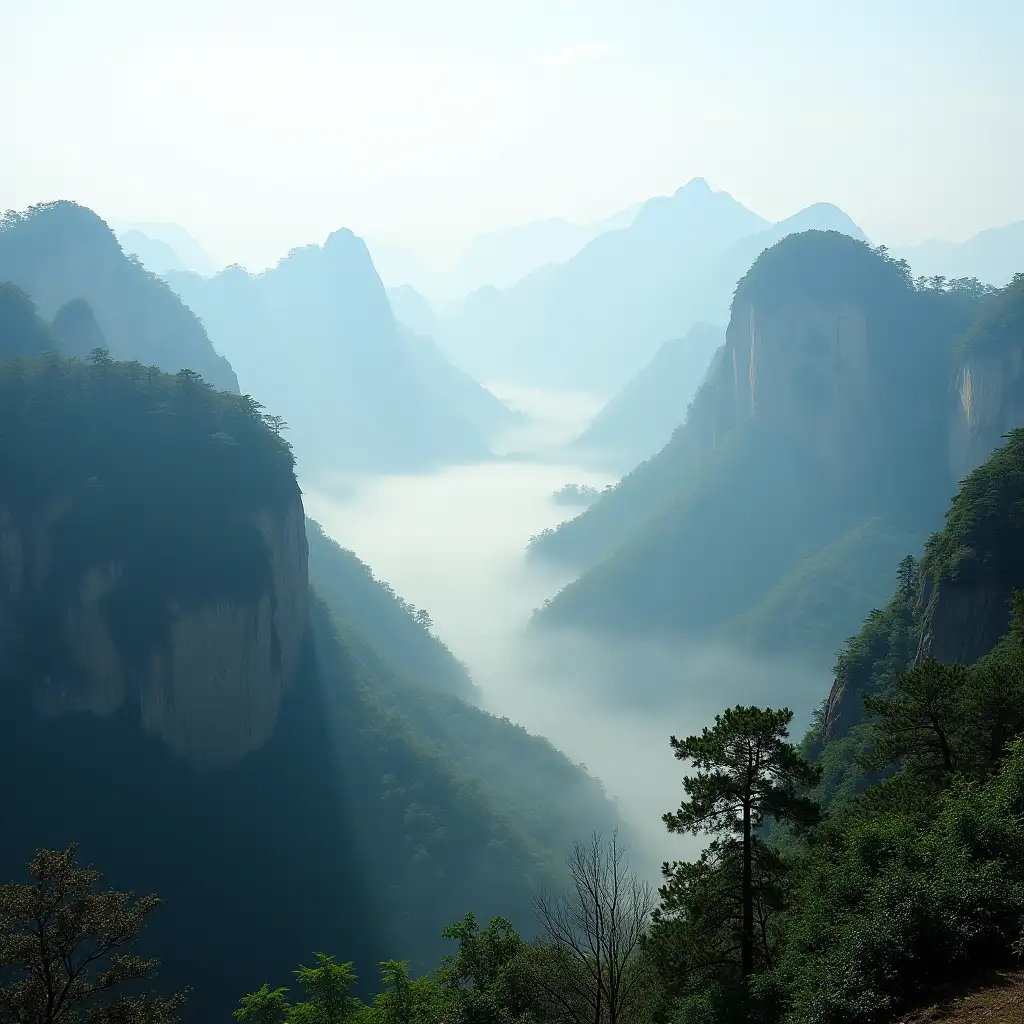 Stunning-Landscape-of-Huangshan-China-with-Majestic-Peaks-and-Lush-Greenery