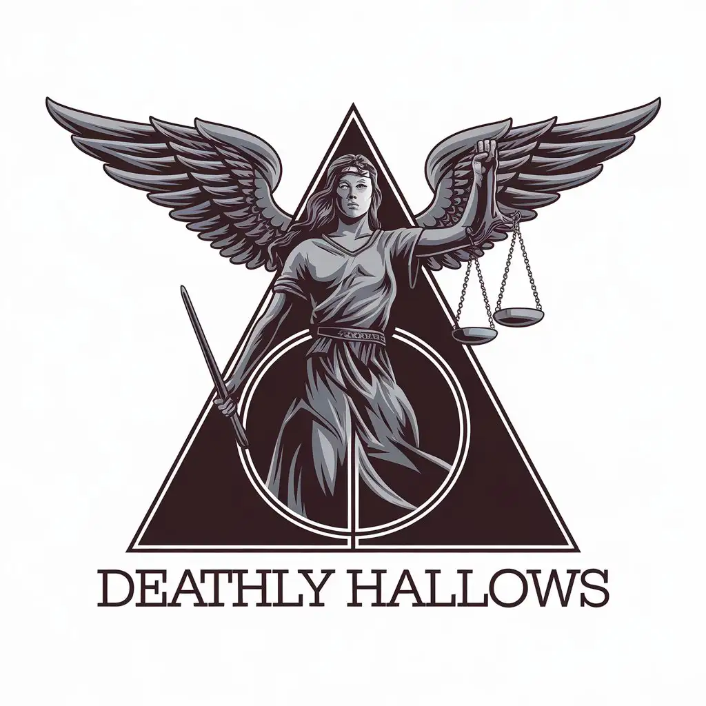 LOGO Design for Deathly Hallows Justice Archangel Theme for Entertainment Industry